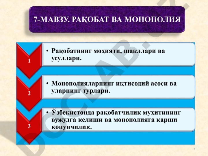 Рақобат ва монополияларнинг иқтисодий асослари