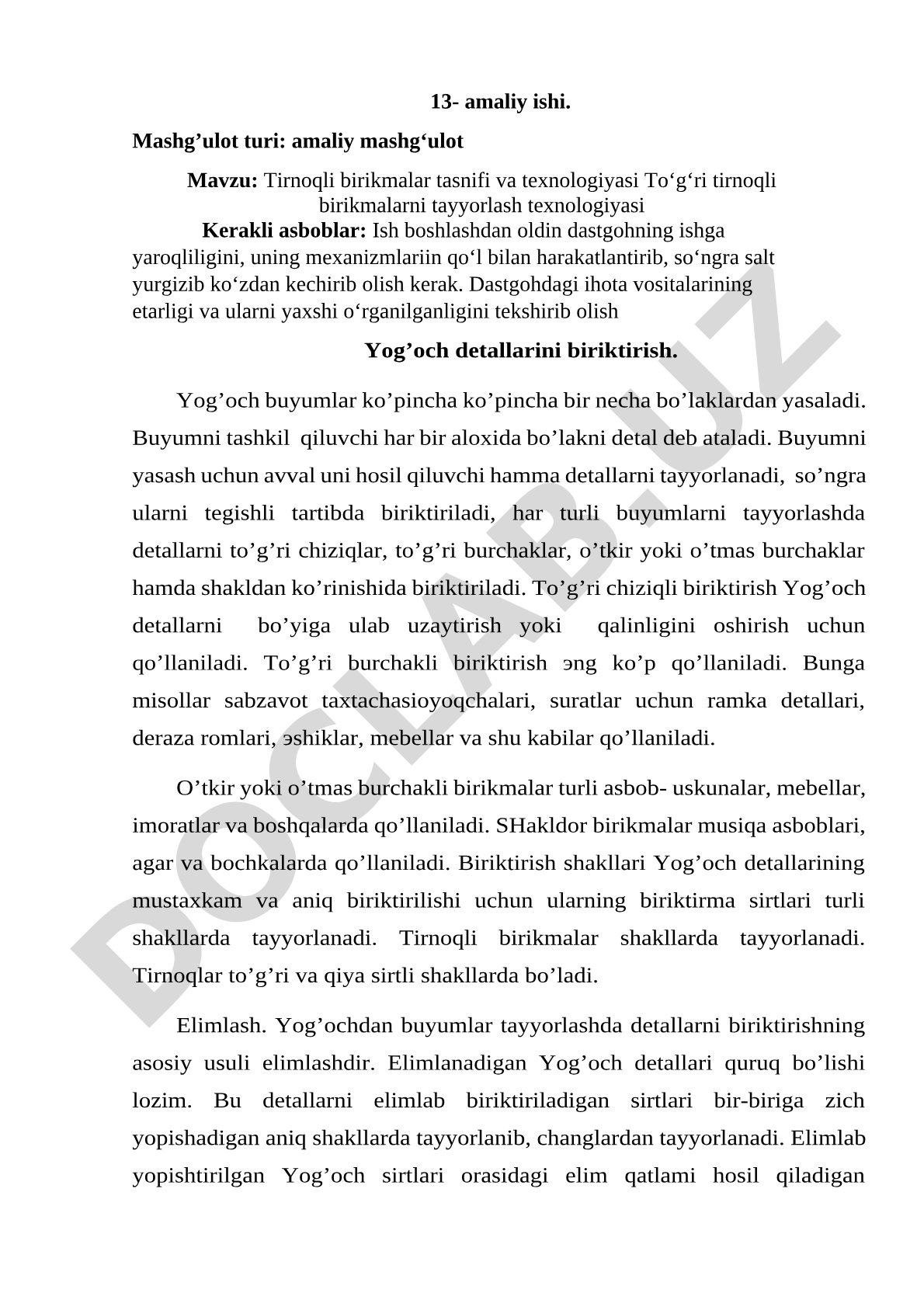 Tirnoqli birikmalar tasnifi va texnologiyasi