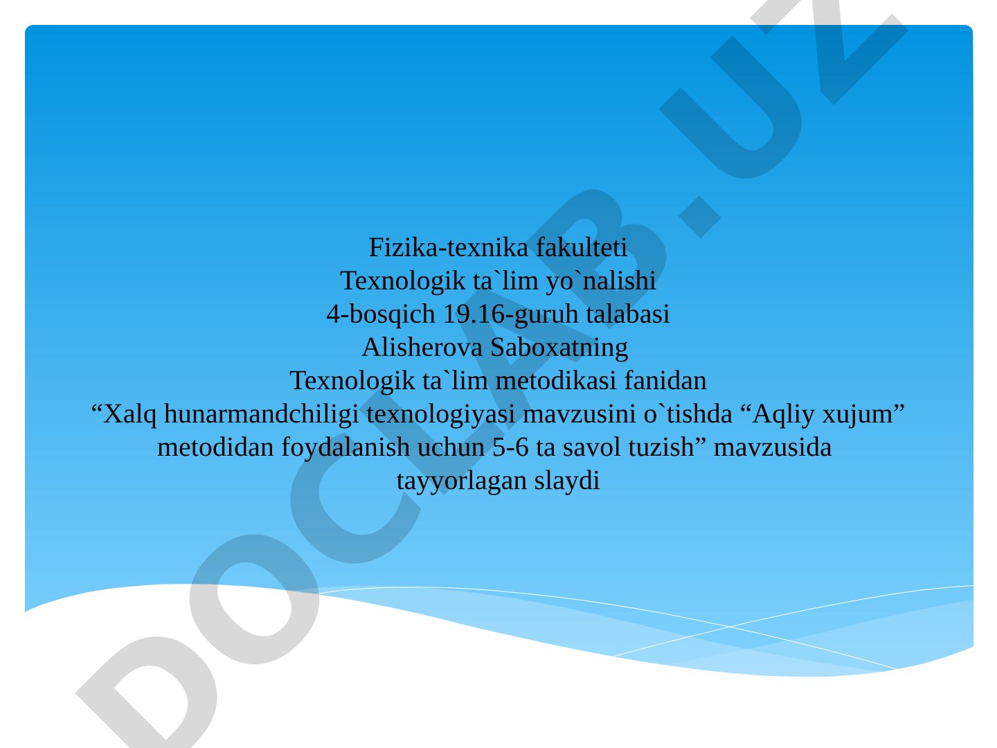 Xalq hunarmandchiligi mavzusiga aqliy hujum savollari