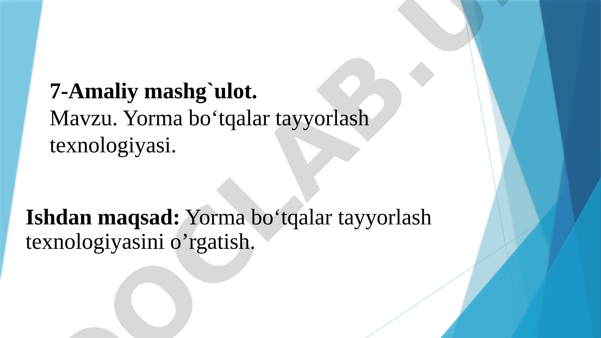 Yorma bo‘tqalar tayyorlash texnologiyasi