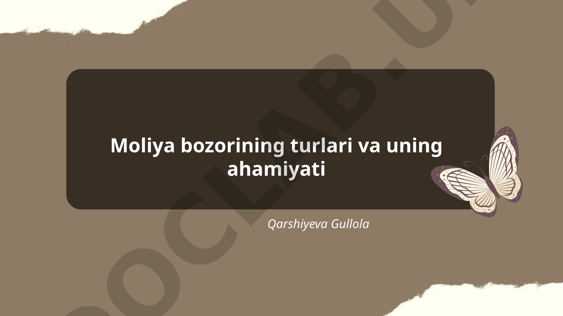 Moliya bozorining turlari va uning ahamiyati