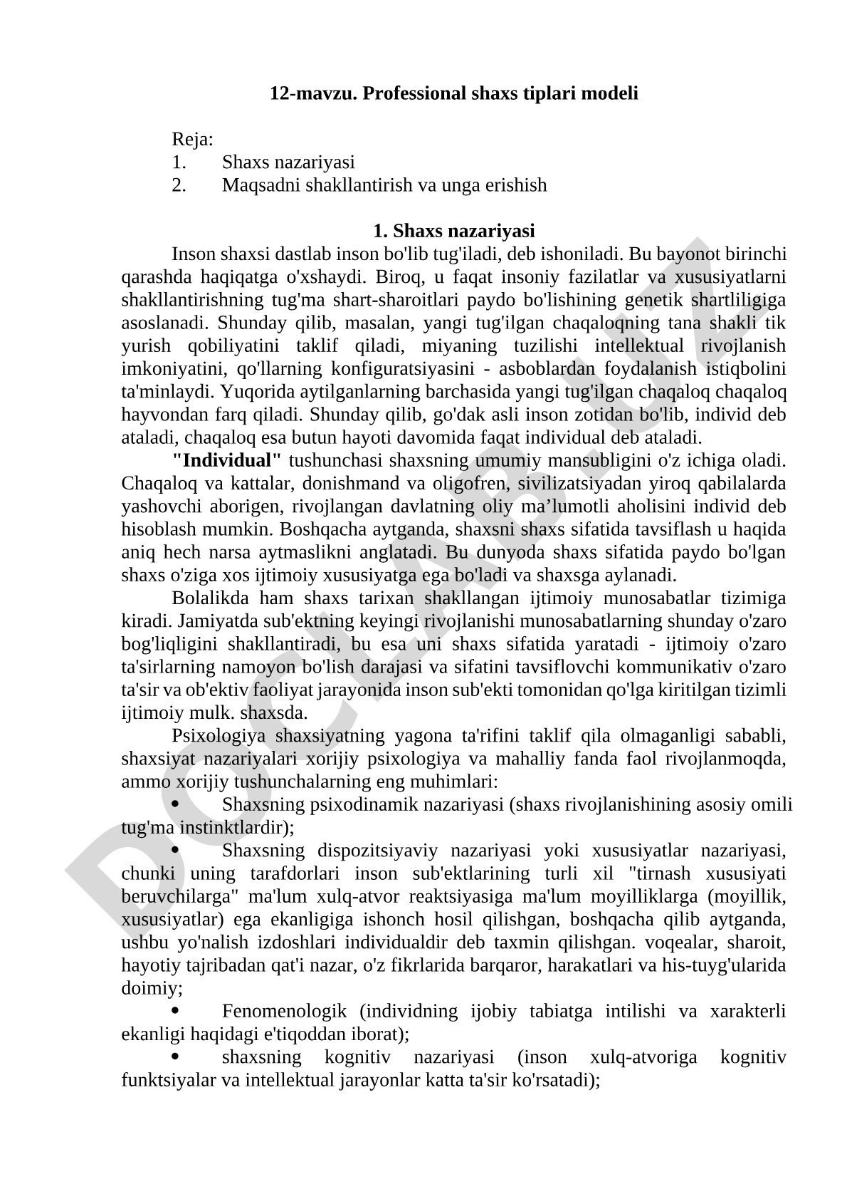 Professional shaxs tiplari modeli