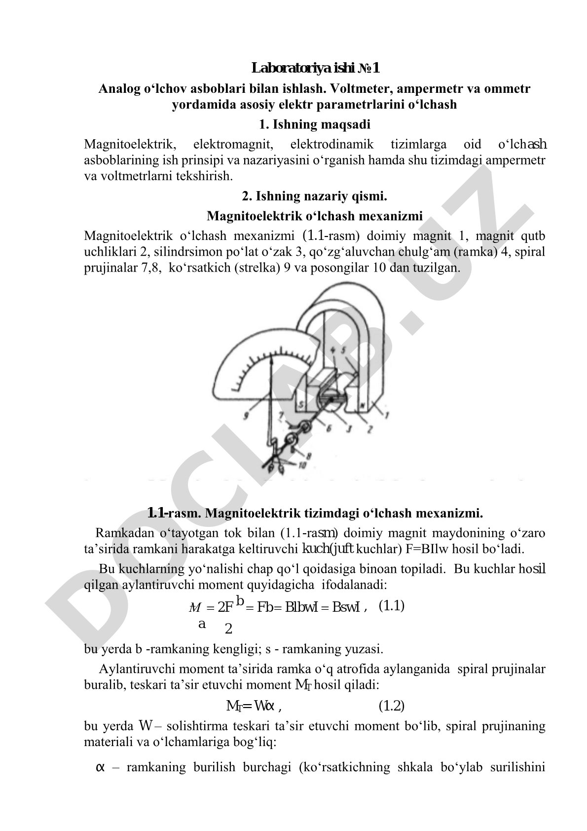Analog o‘lchov asboblari bilan ishlash