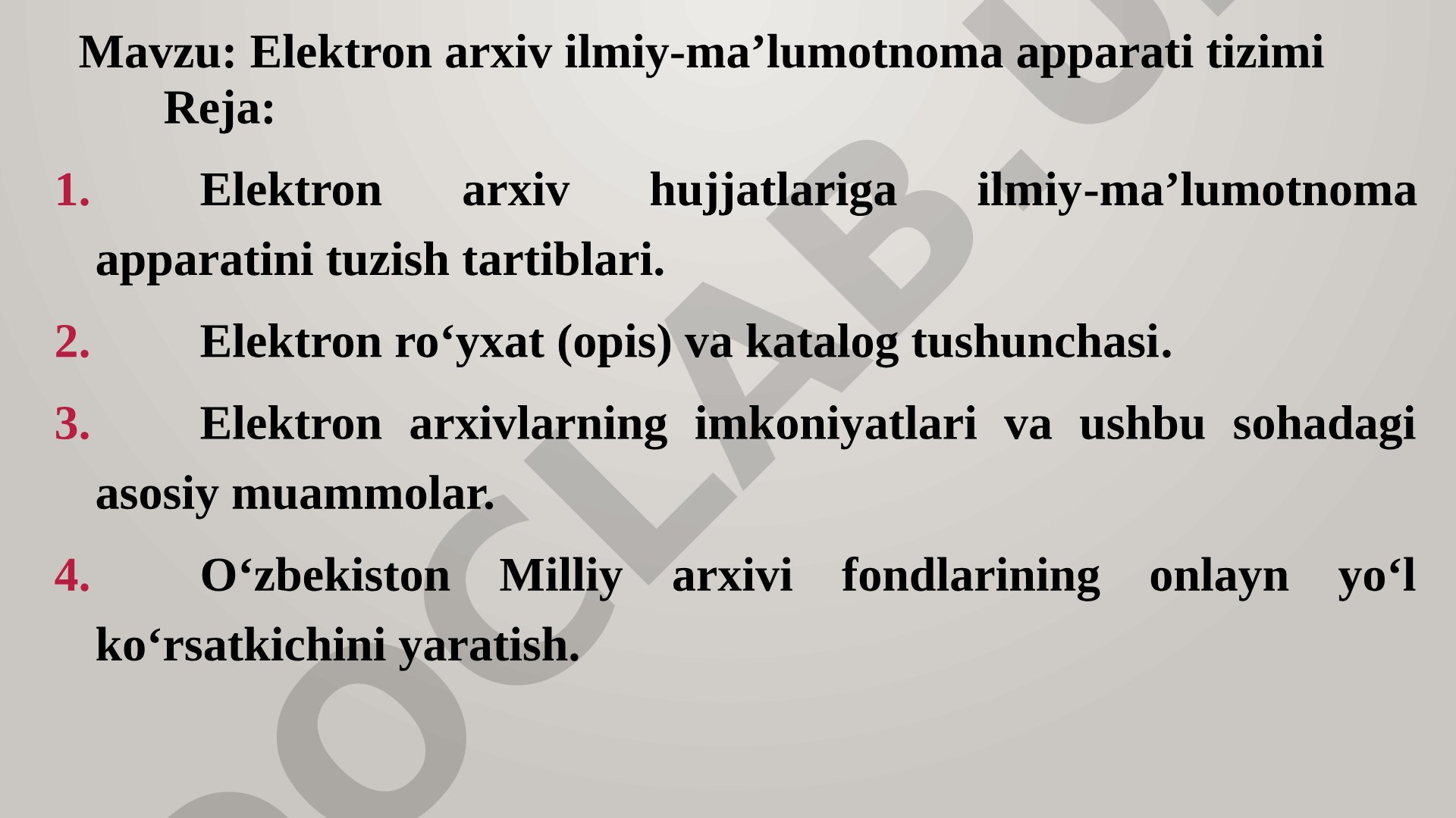 Elektron arxiv ilmiy-ma’lumotnoma apparati tizimi