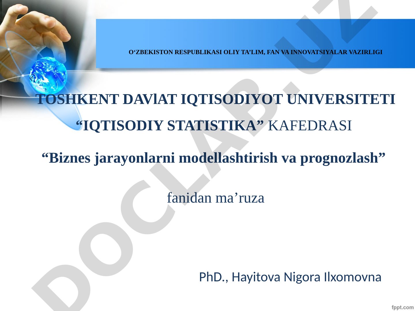 Model turlari va parametrlarini aniqlash