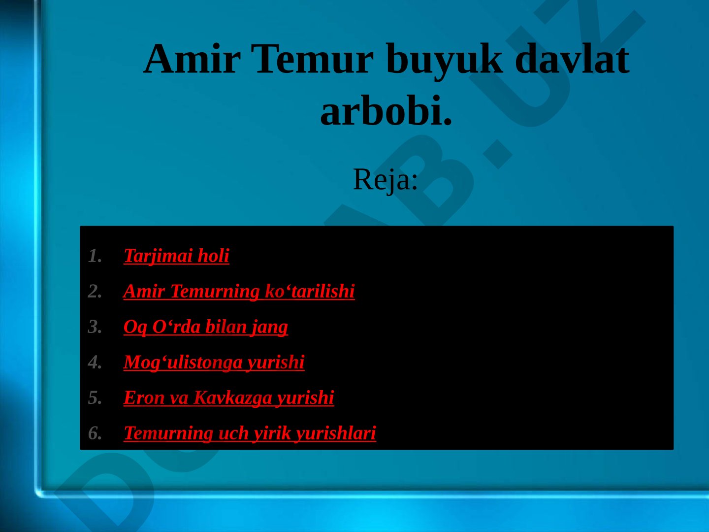 Amir Temur buyuk davlat arbobi