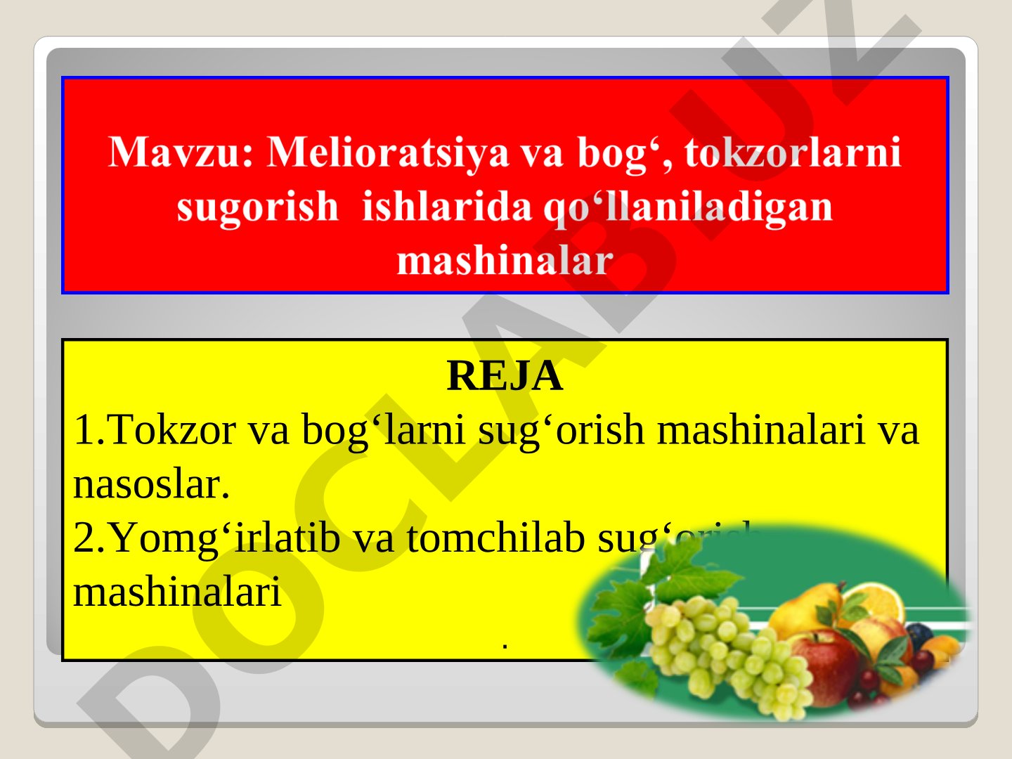 Tokzor va bog'larni sug'orish mashinalari va nasoslar
