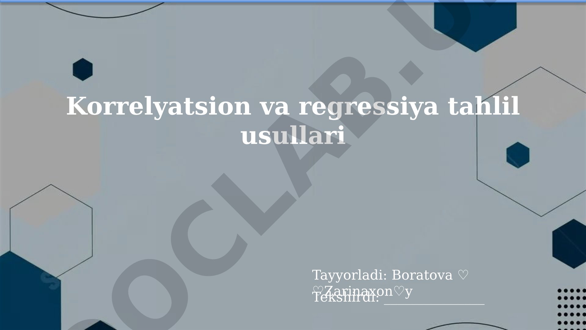 Korrelyatsion va regressiya tahlil usullari