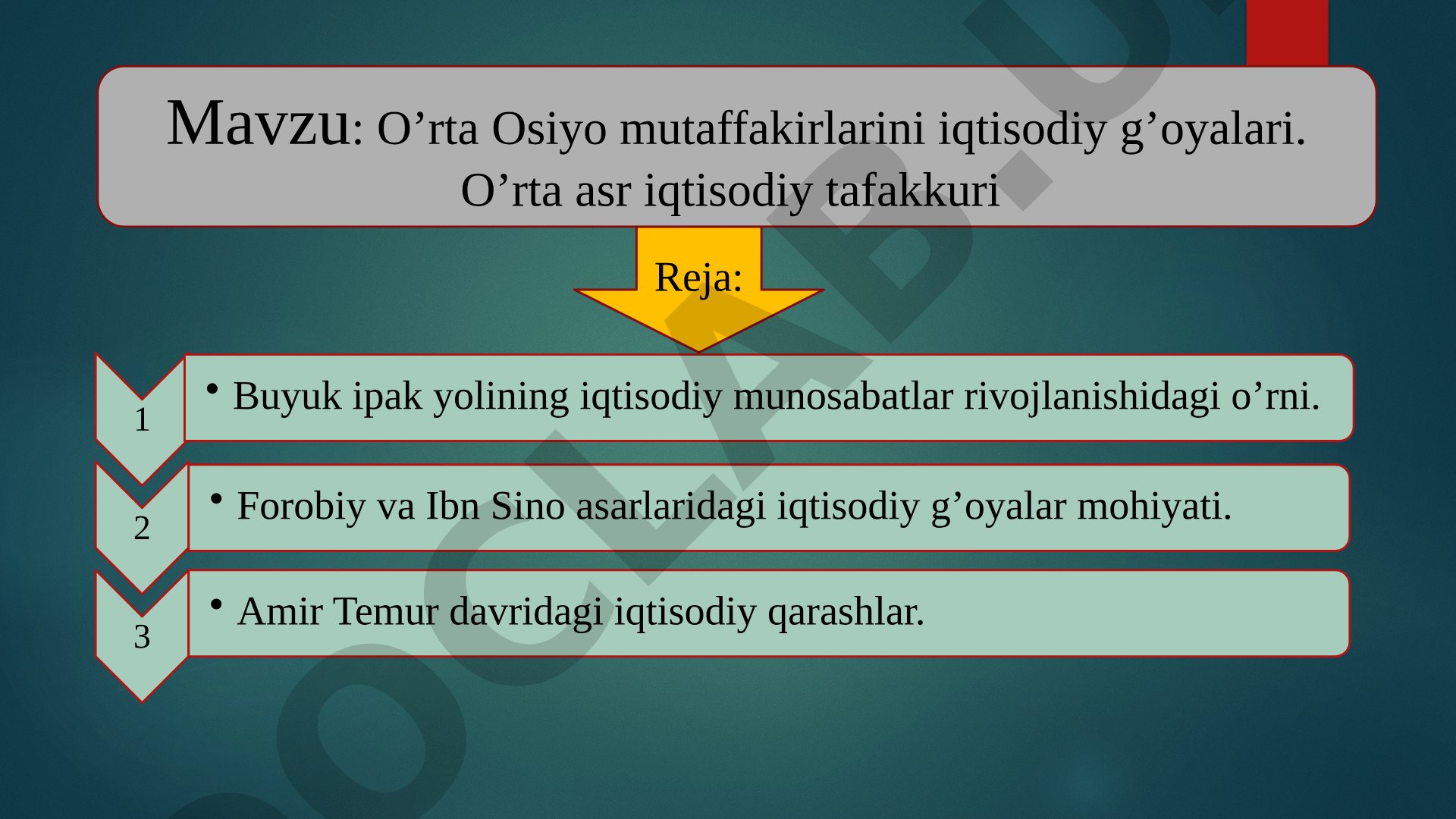 O'rta Osiyo mutafakkirlarini iqtisodiy g'oyalari