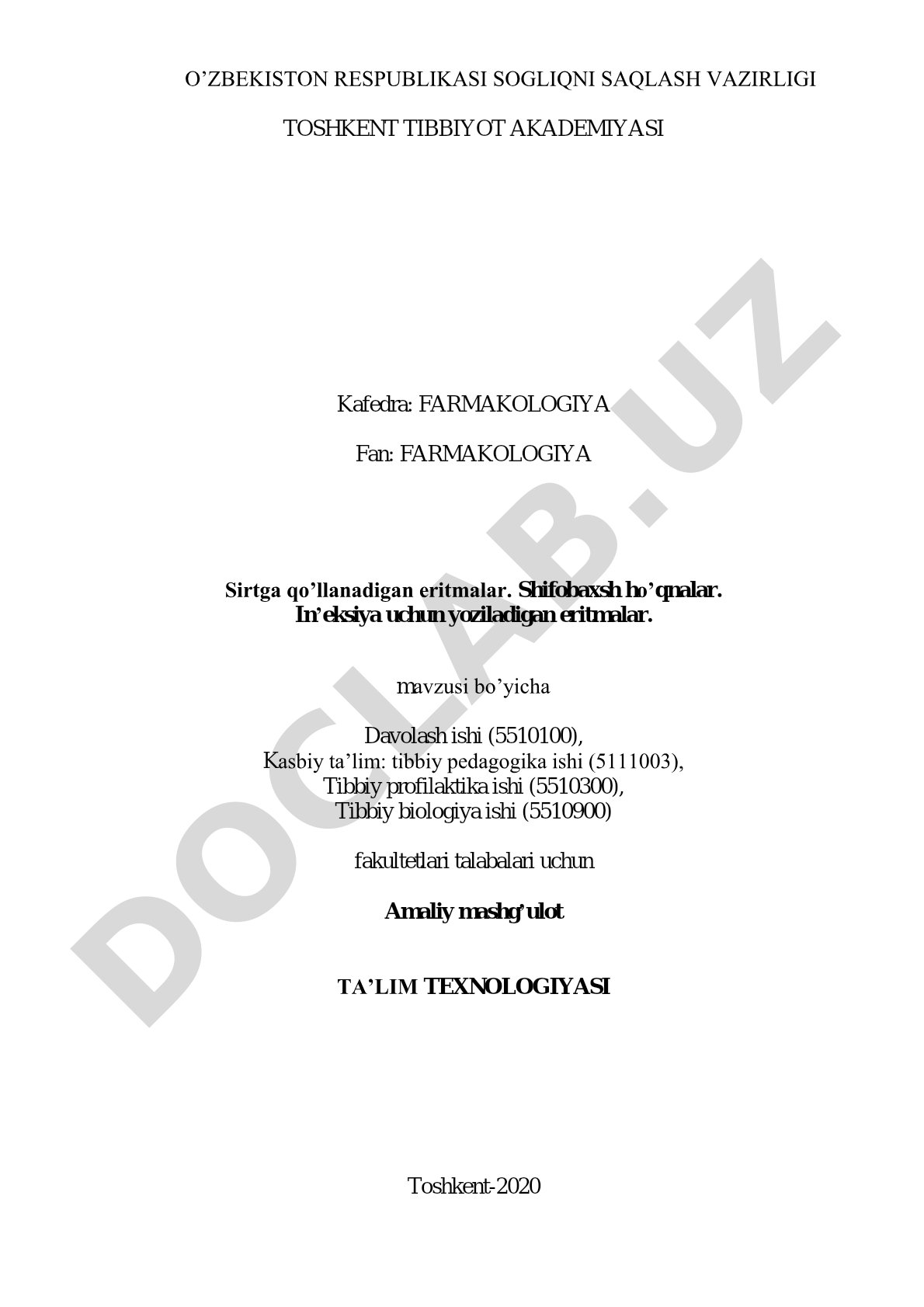 Sirtga qo'llanadigan eritmalar, shifobaxsh ho'qnalar, in'eksiya uchun yoziladigan eritmalar