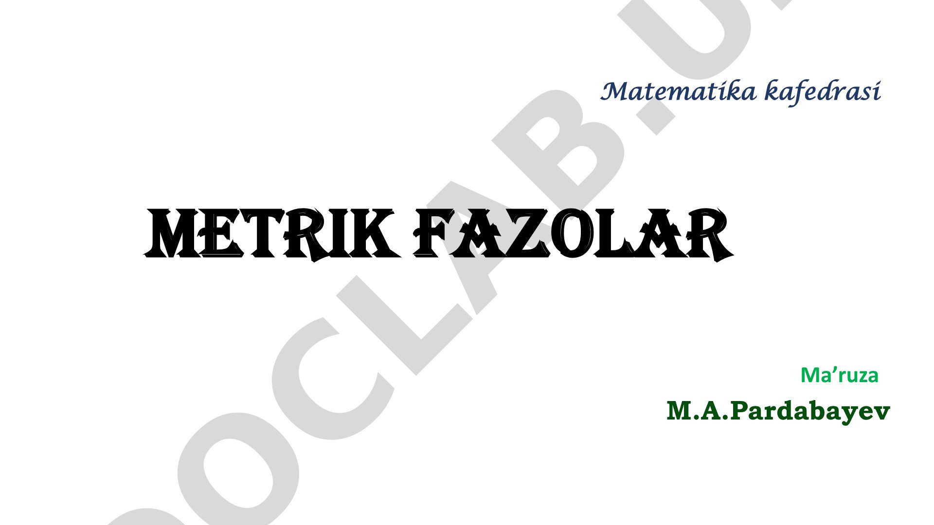 Metrik fazolar