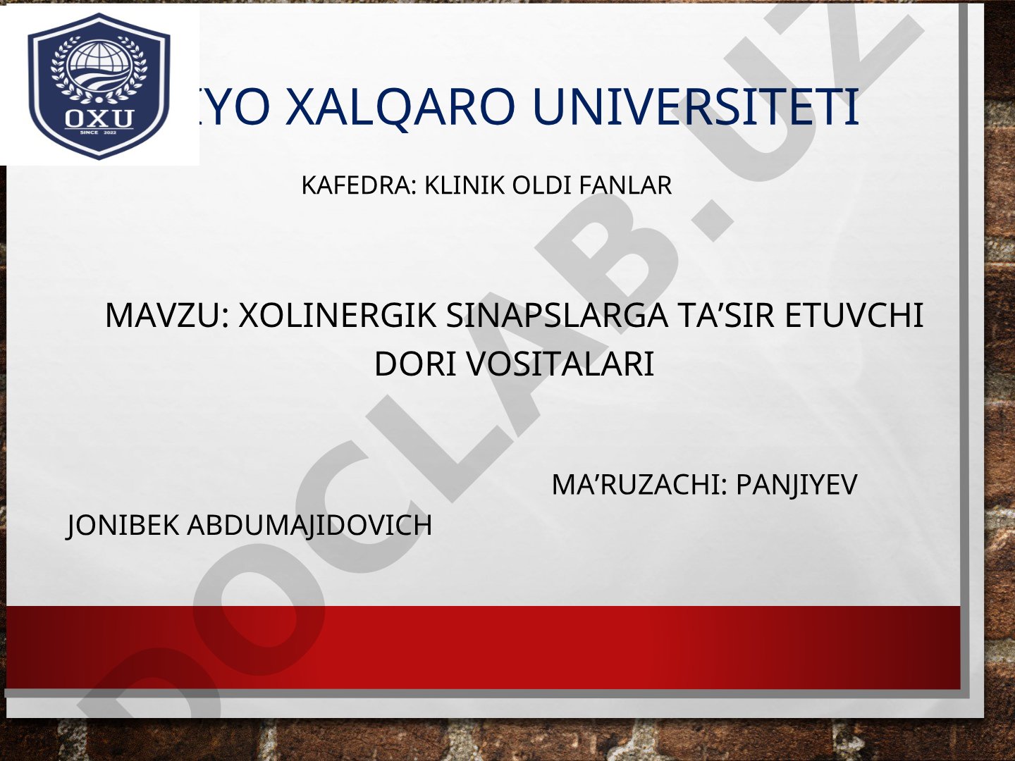 Xolinergik sinapslarga ta'sir etuvchi dori vositalari