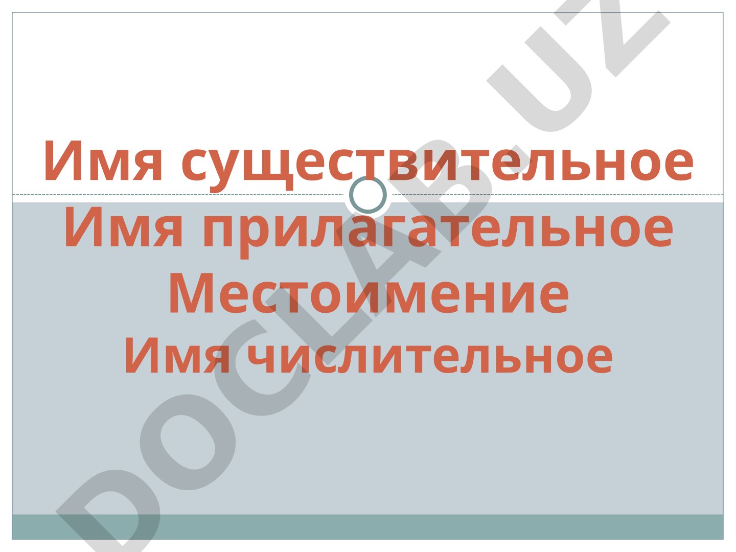 Имя существительное, имя прилагательное, местоимение, имя числительное