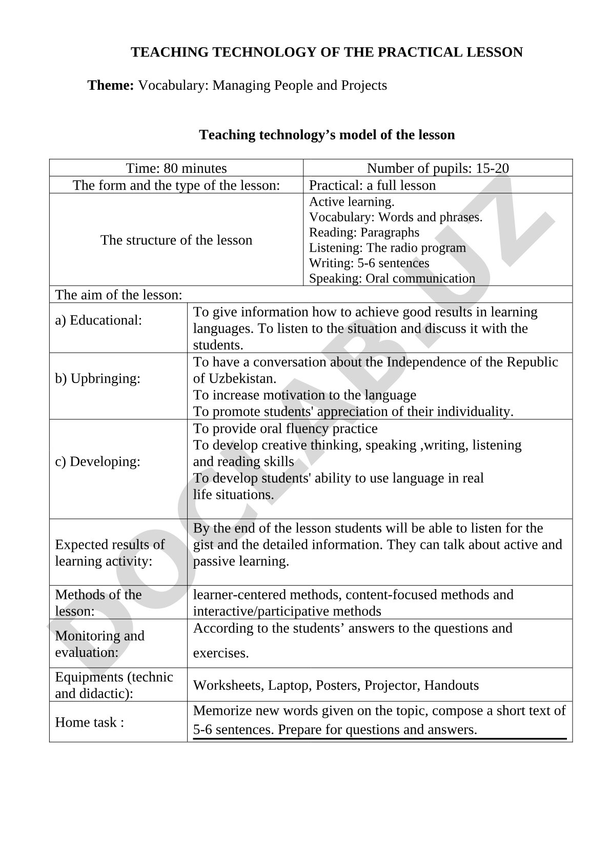 Vocabulary: Managing People and Projects
