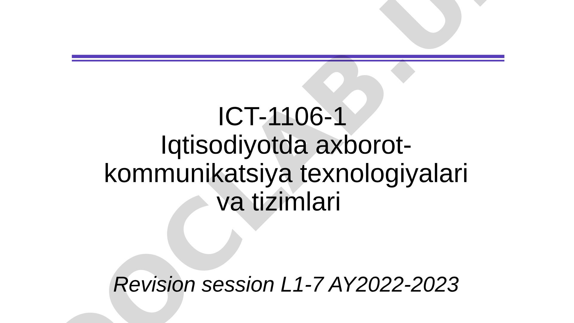 Iqtisodiyotda axborot-kommunikatsiya texnologiyalari va tizimlari
