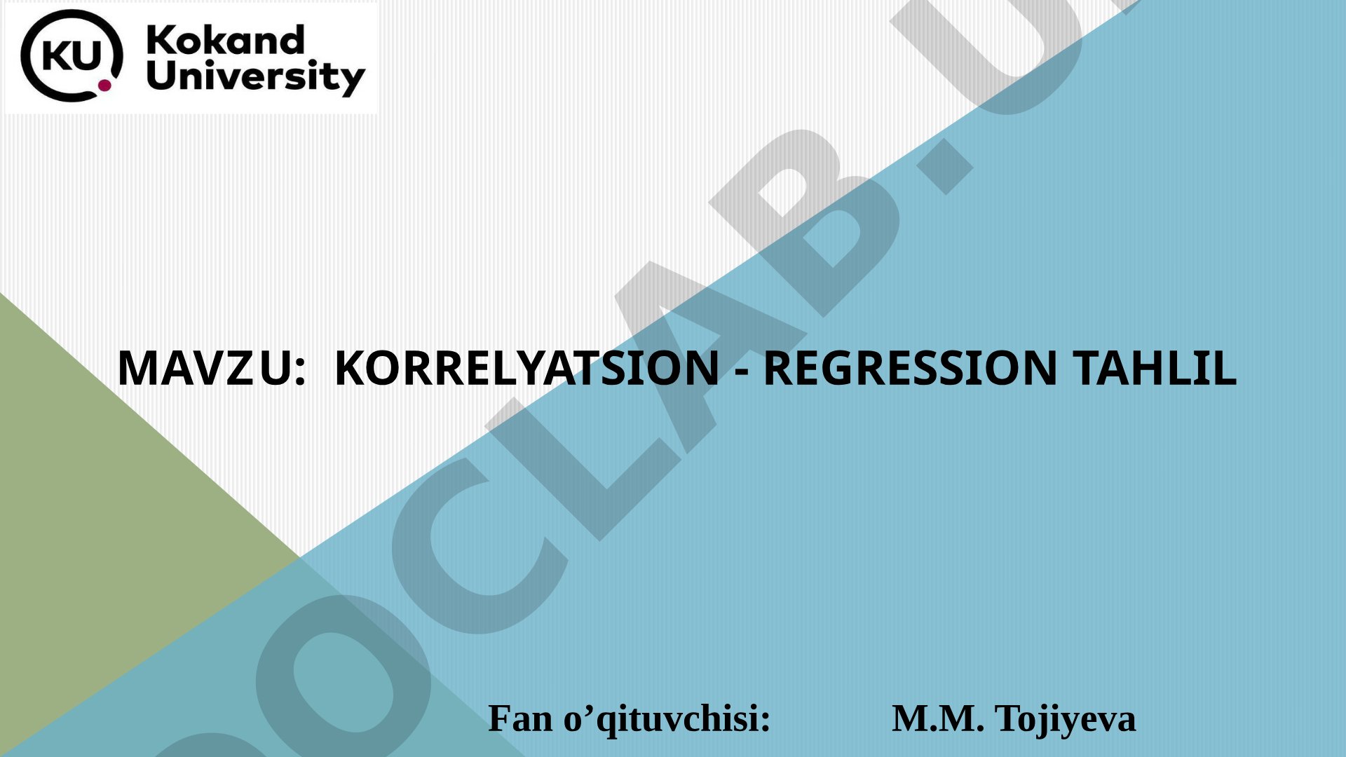 Korrelyatsion - regression tahlil