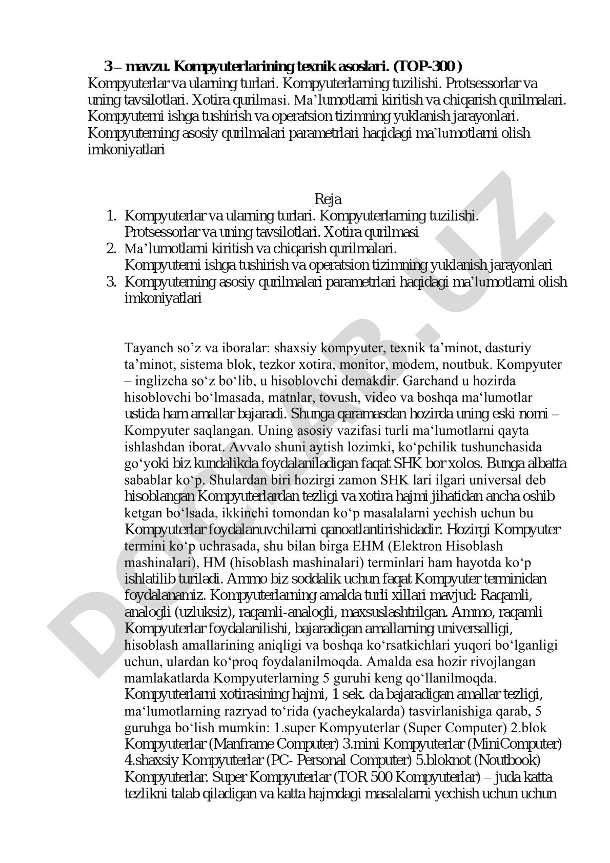 Kompyuterlarning texnik asoslari