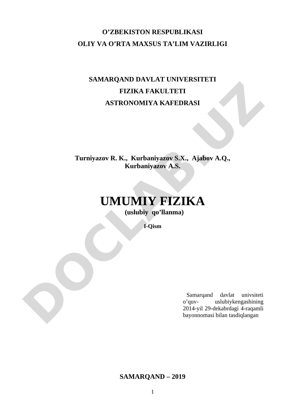 Umumiy fizika I-qism