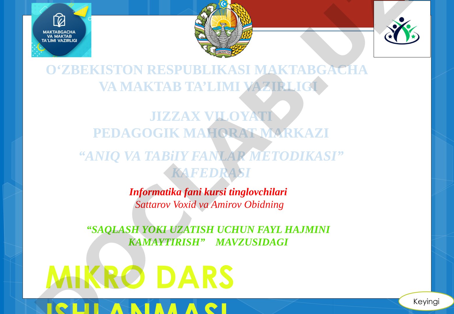 Saqlash yoki uzatish uchun ma'lumotlar hajmini kamaytirish