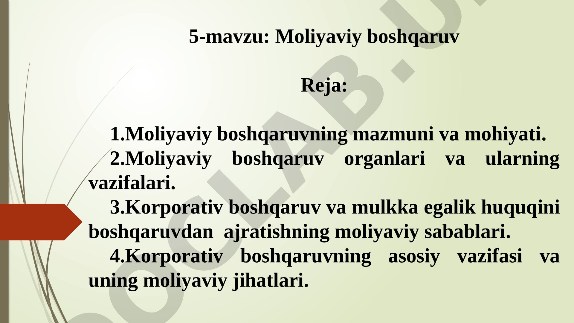 Moliyaviy boshqaruv organlari va ularning vazifalari
