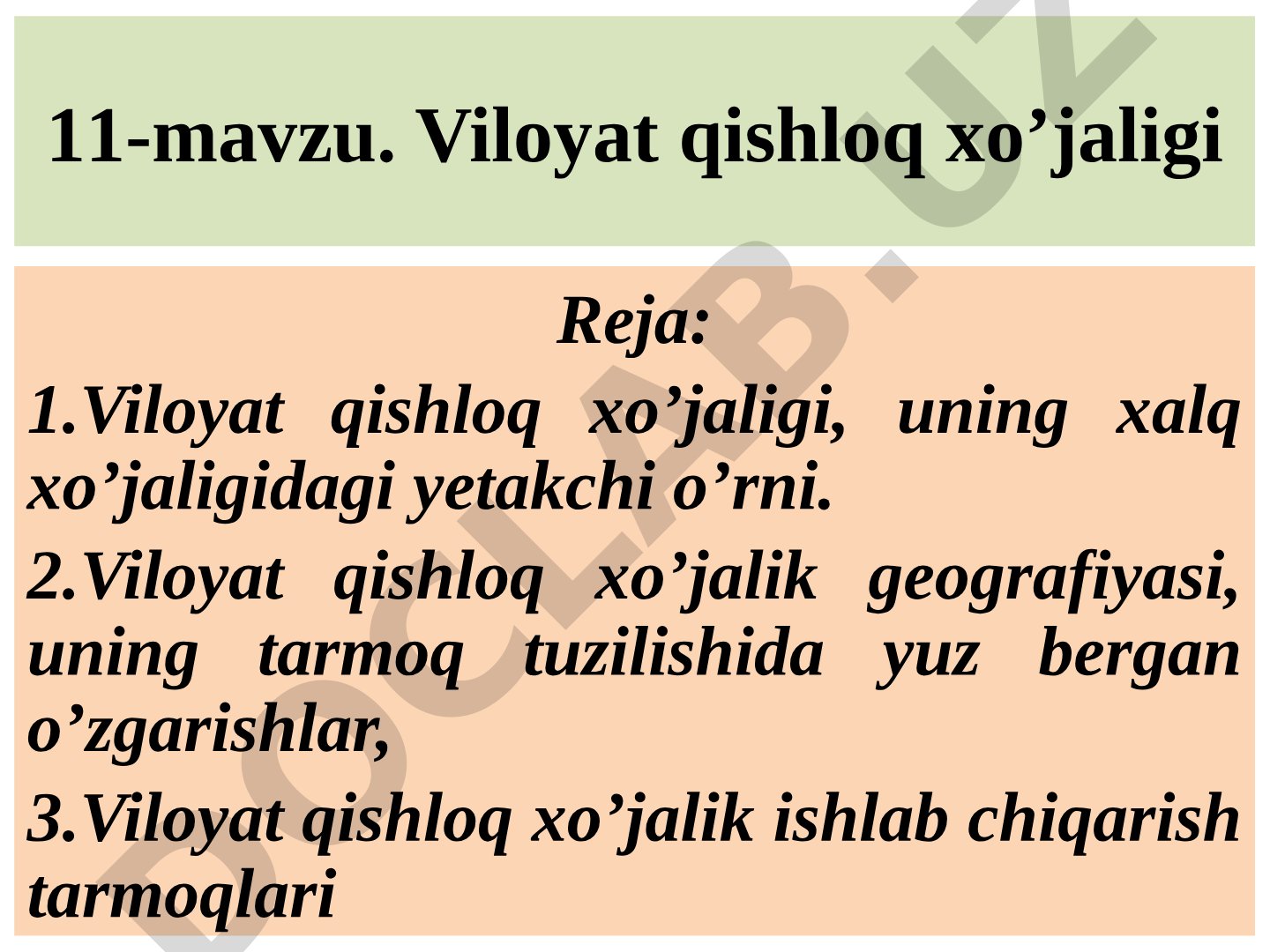 Viloyat qishloq xo’jaligi