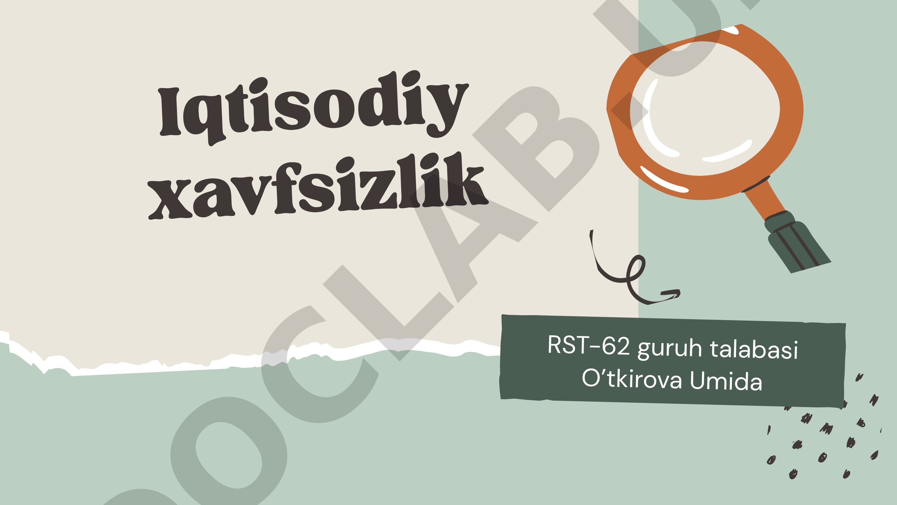 Iqtisodiy xavfsizlik O‘zbekiston respublikasi aholisini ijtimoiy muhofaza qilish