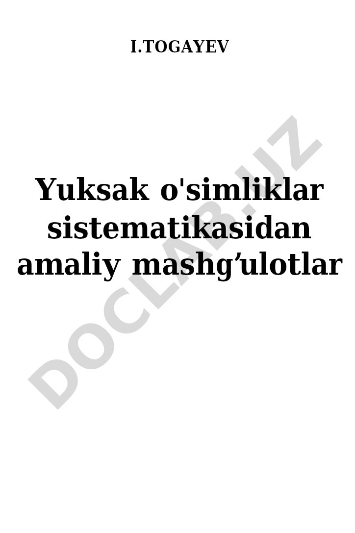 Yuksak o'simliklar sistematikasidan amaliy mashg'ulotlar