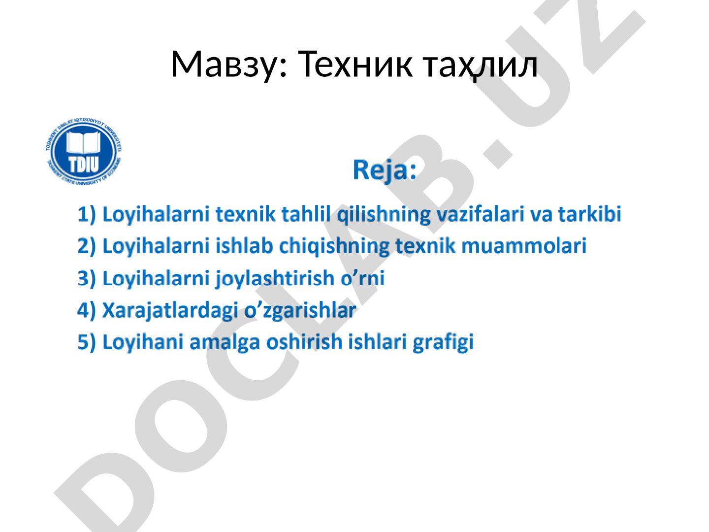 Техник таҳлил бўйича тақдимот материаллари