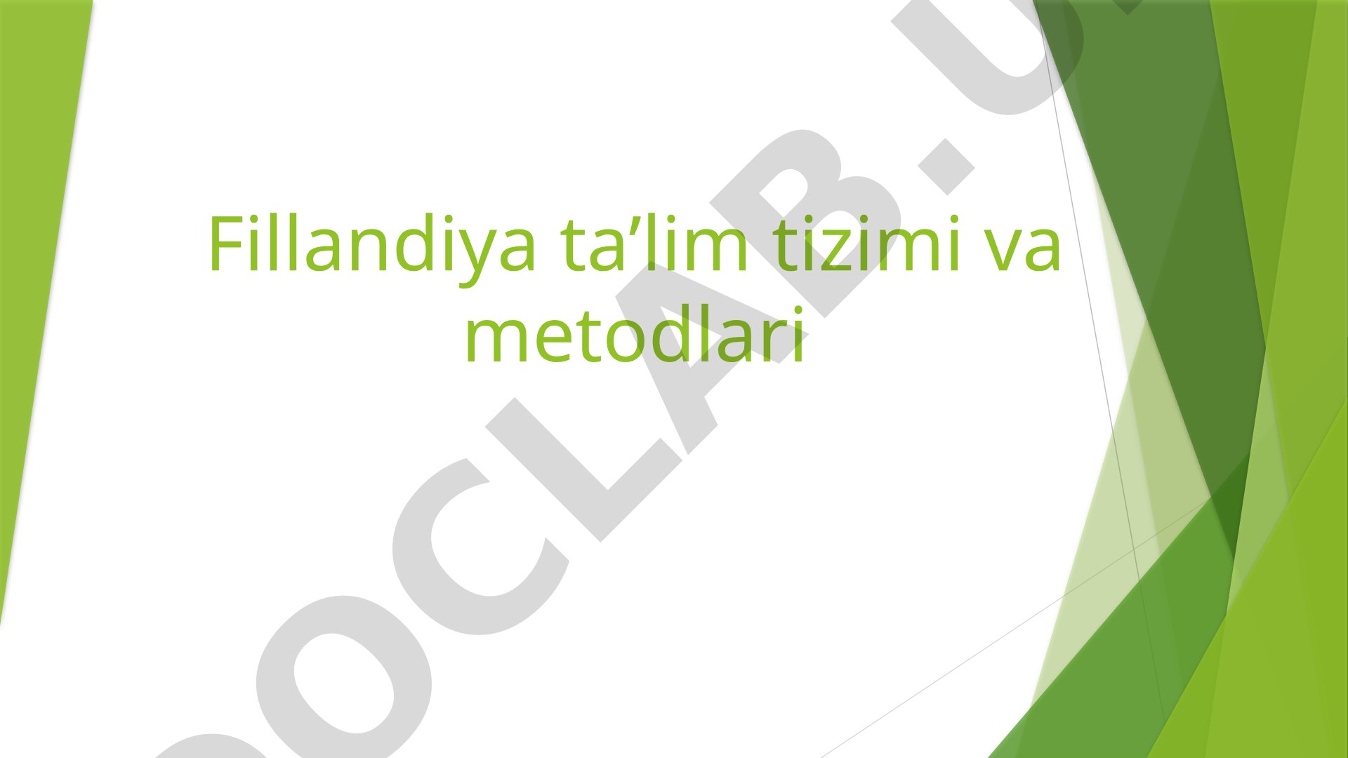 Fillandiya ta’lim tizimi va metodlari
