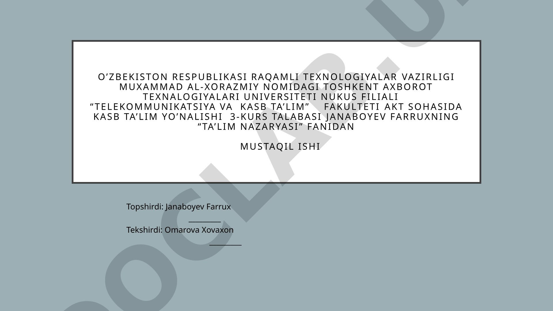 O'quv ma'lumotlarining vizualizatsiyasi