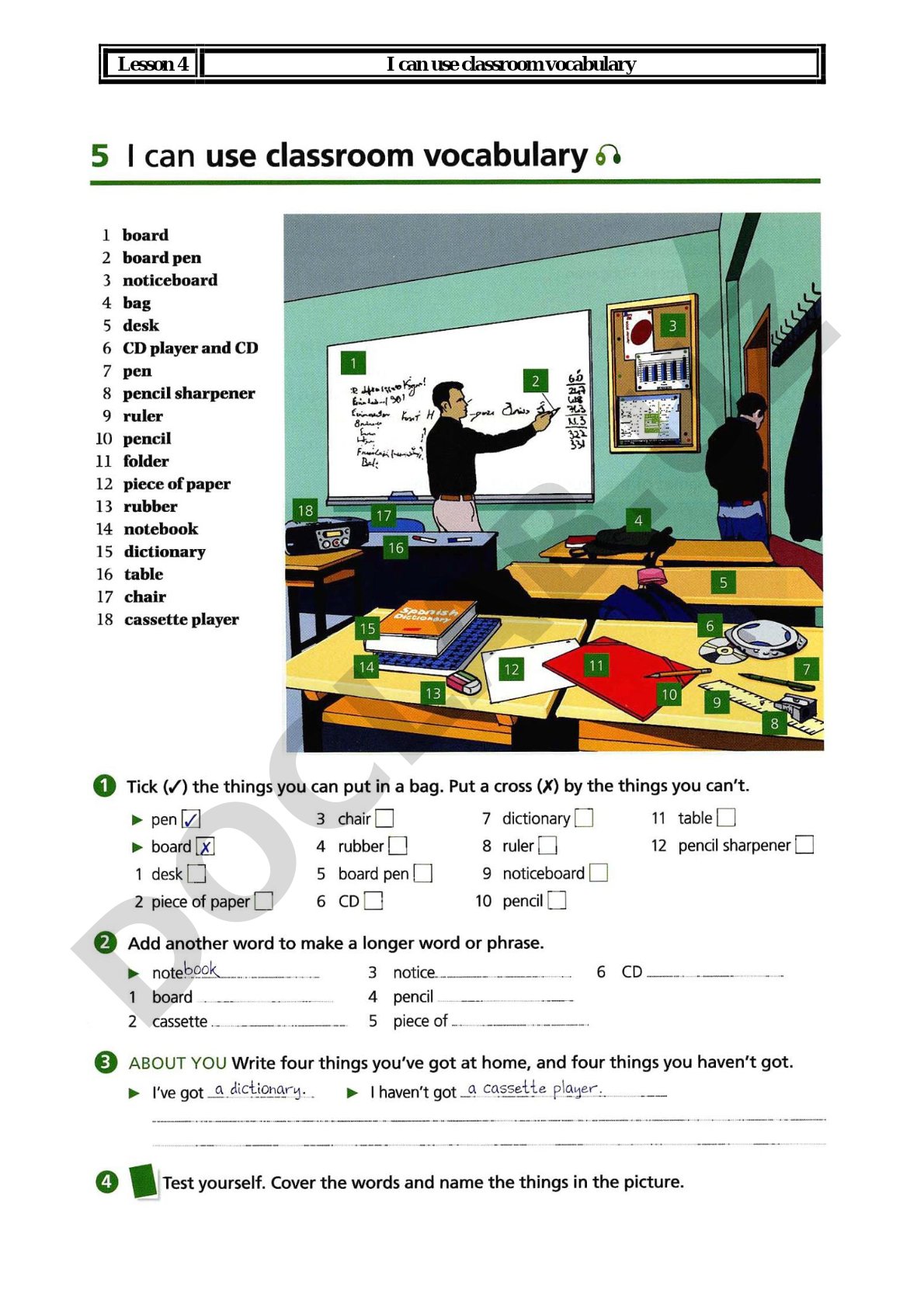 English word order in declarative statements