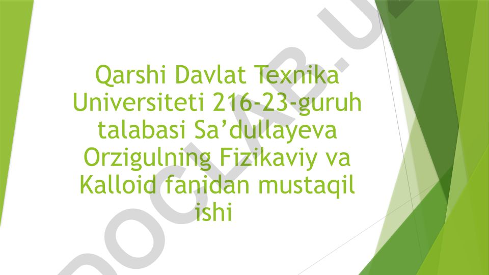 Sirt faol moddalar va ularning xossalari