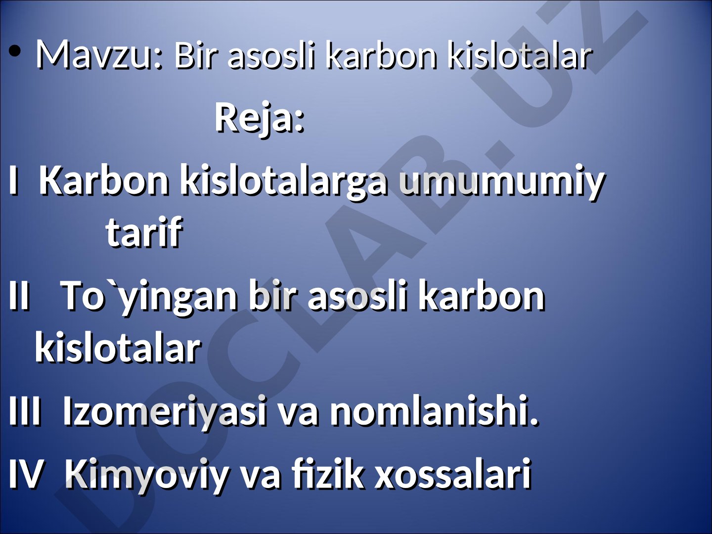 Bir asosli karbon kislotalar