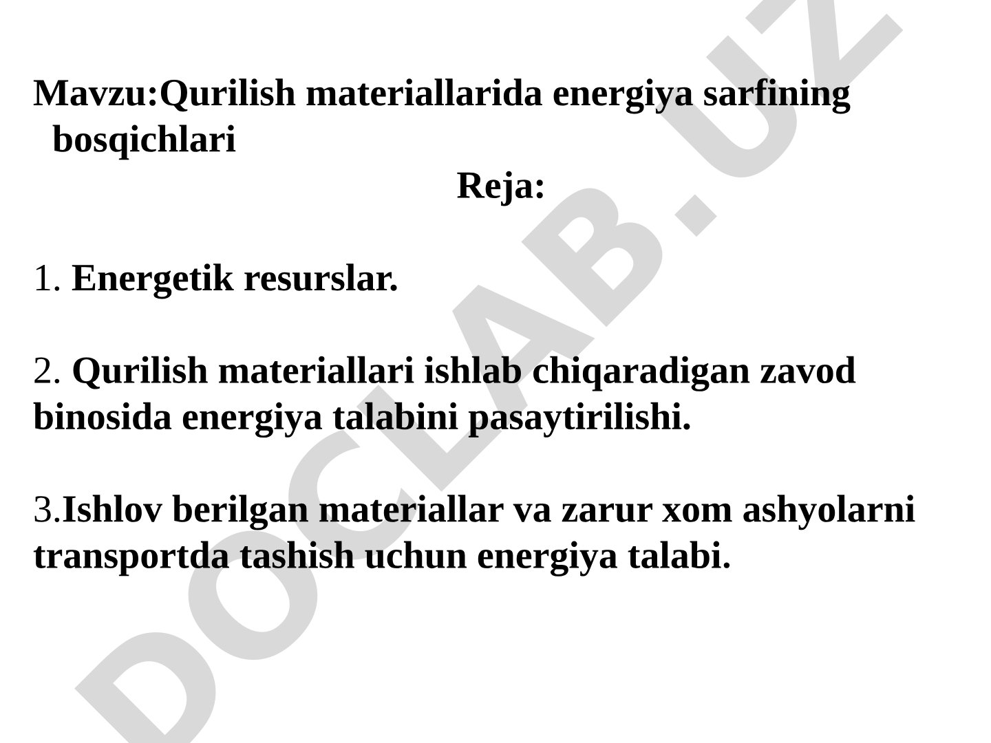 Qurilish materiallarida energiya sarfining bosqichlari