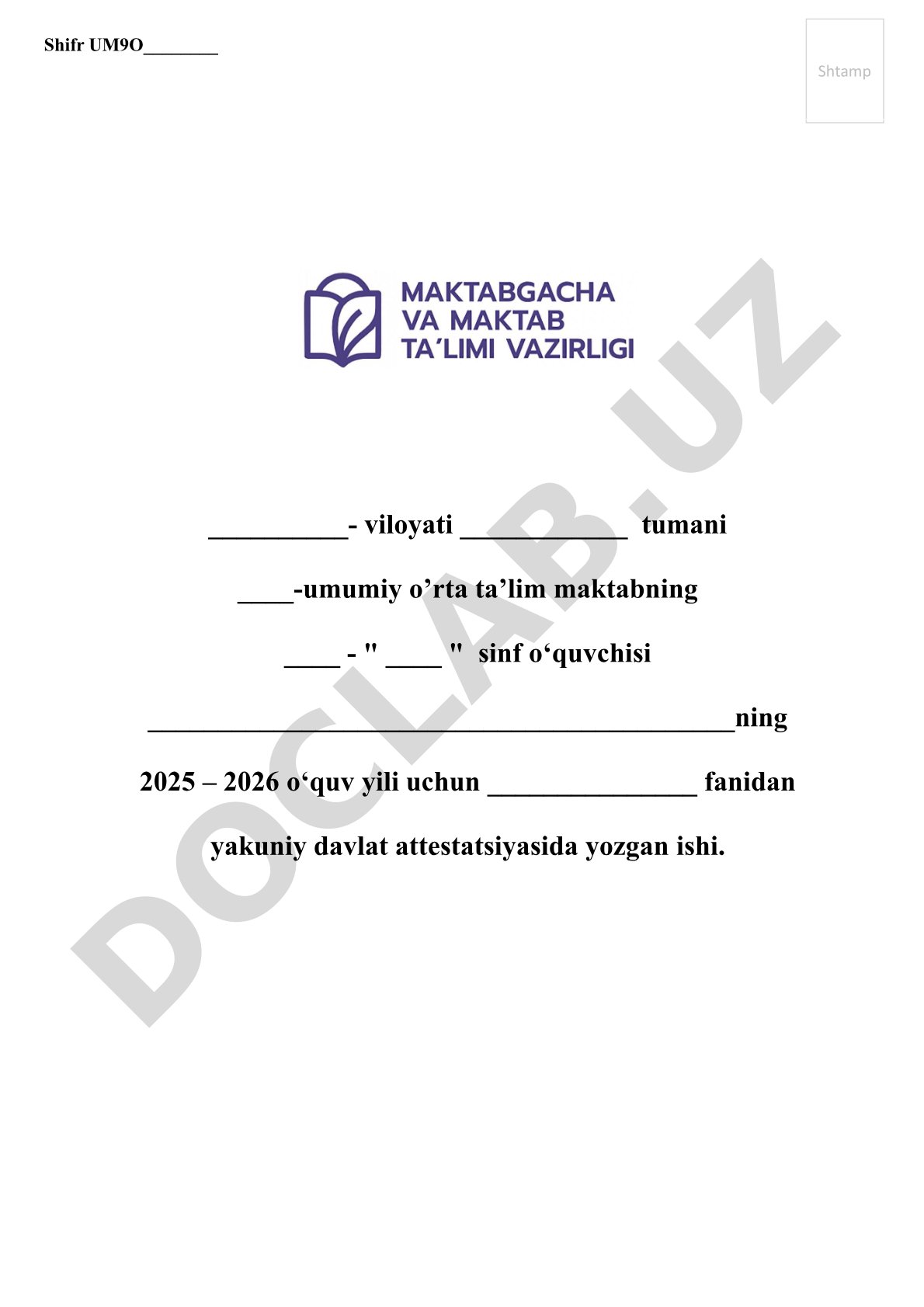 Ona tili fanidan yakuniy davlat attestatsiyasi