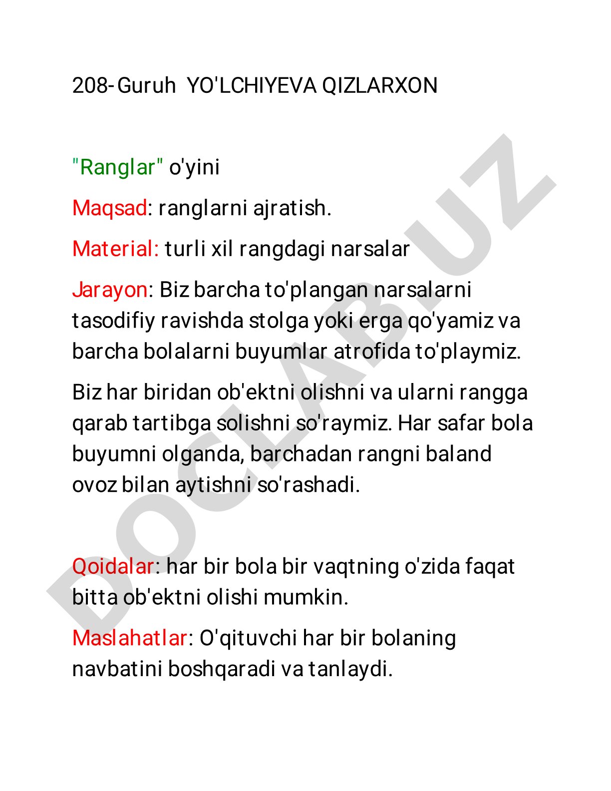 Ranglar o'yini