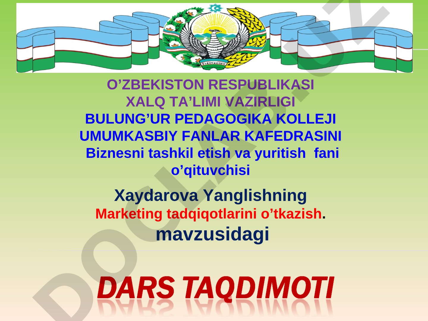 Marketing tadqiqotlari elementlari, bozor sharoitida korxonalar faoliyati haqida