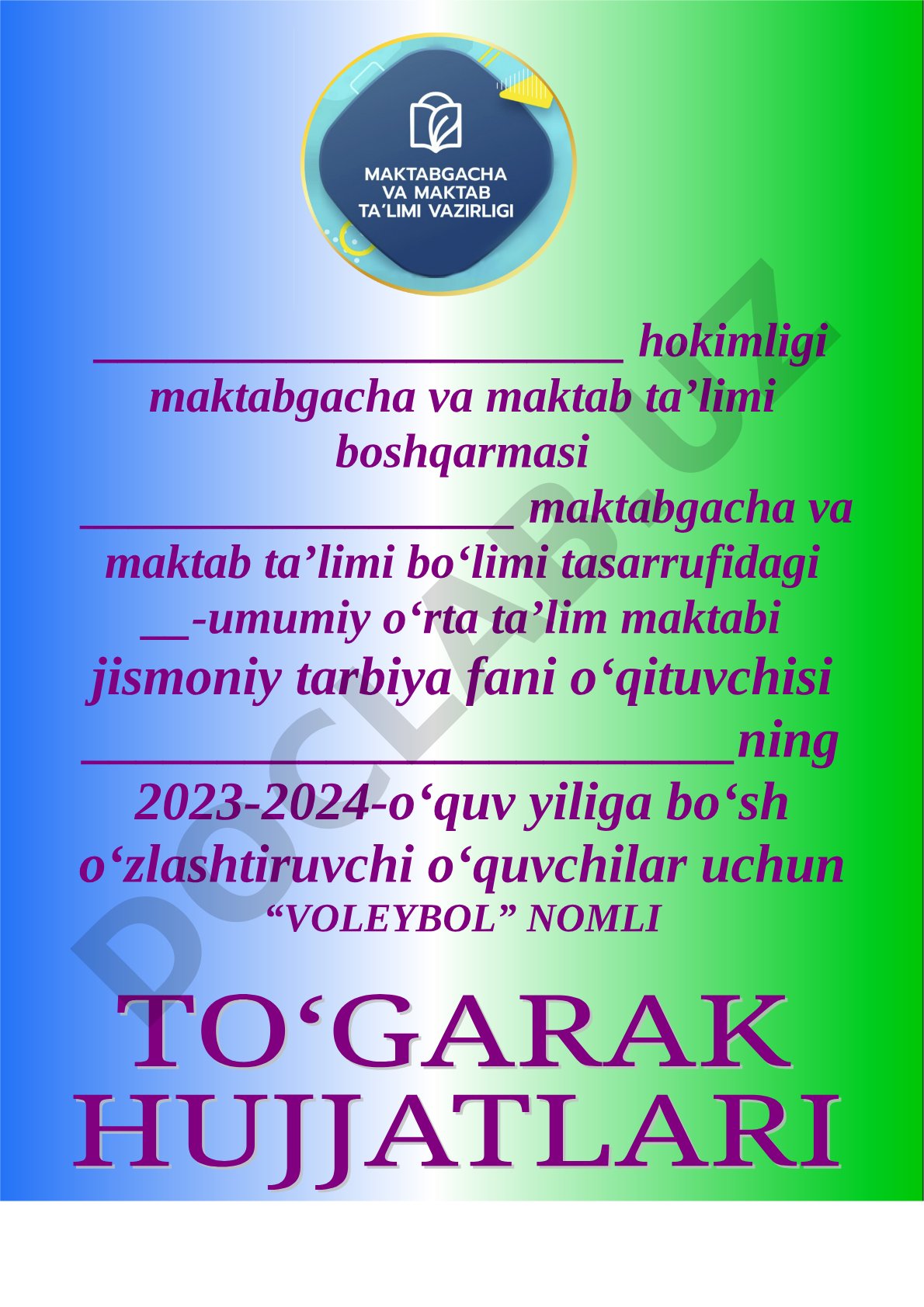 2023-2024-o‘quv yili uchun voleybol to‘garagi ish rejasi