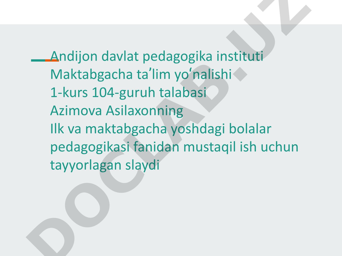 Maktabgacha yoshdagi bolalarning rivojlanishi va taʼlim tarbiyasining oʻziga xosligi