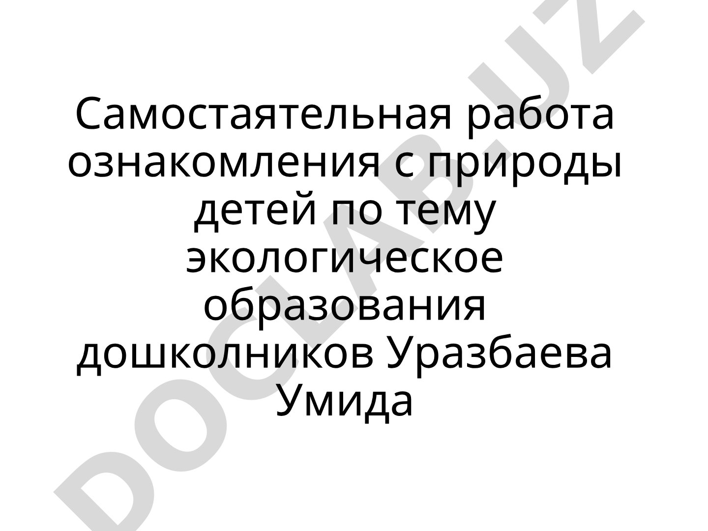 Самостоятельная работа ознакомления с природы детей по тему экологическое образования дошколников