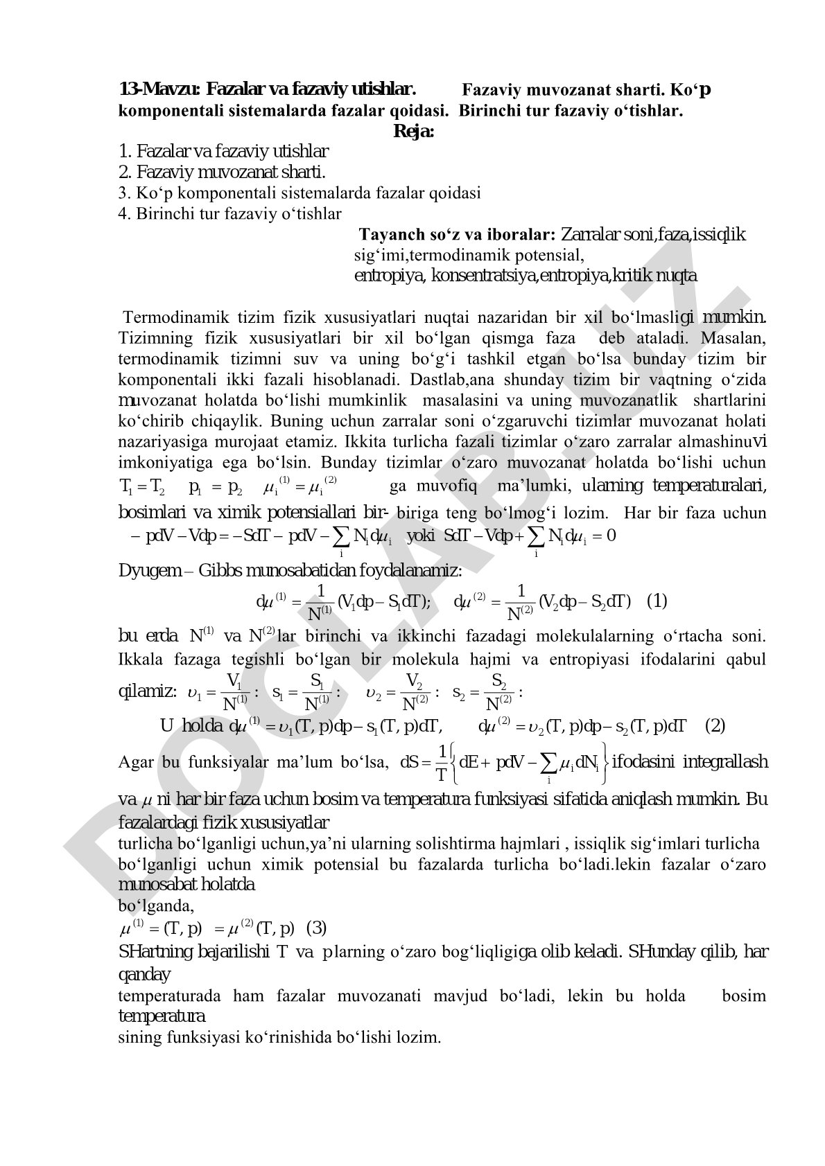 Fazalar va fazaviy utishlar
