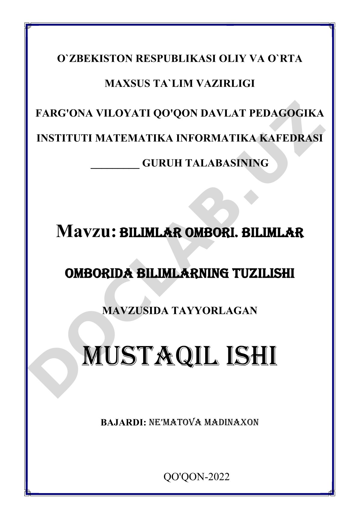 Bilimlar omBori. Bilimlar omBorida Bilimlarning tuzilishi