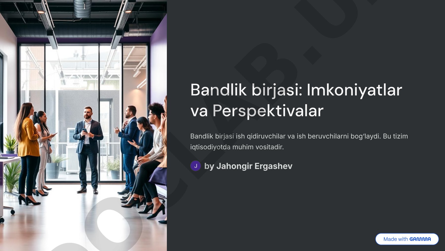 Bandlik birjasi: Imkoniyatlar va Perspektivalar