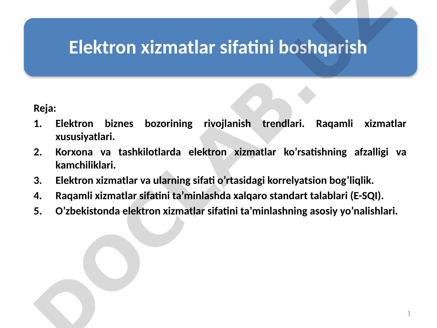 Elektron xizmatlar sifatini boshqarish