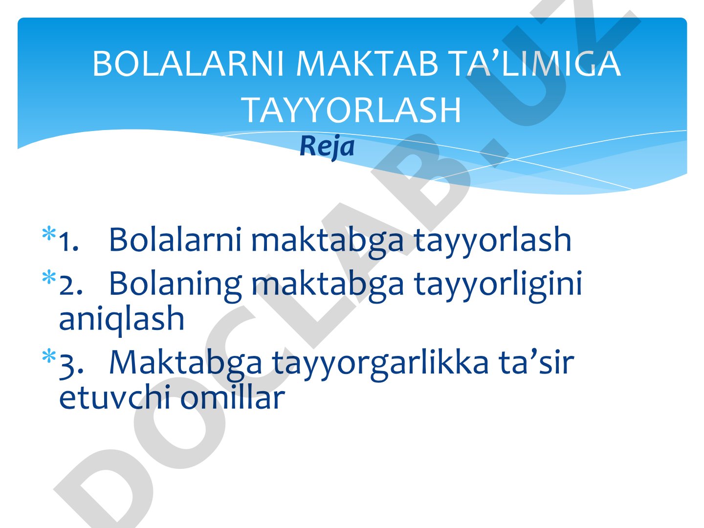 Bolalarni maktab ta'limiga tayyorlash
