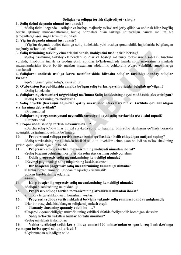 Soliqlar va soliqqa tortish tizimi