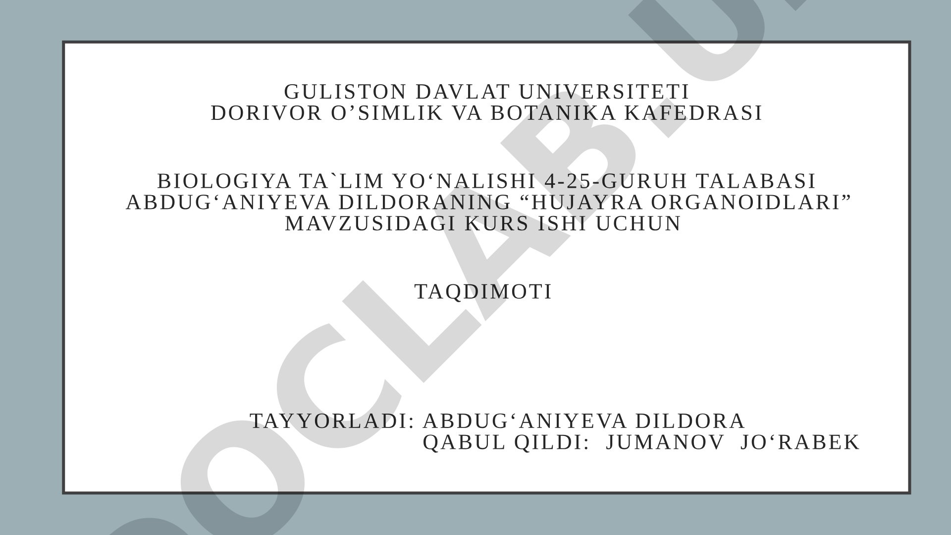O'simlik hujayrasi organoidlarining tuzilishi, turlari va vazifalari haqida