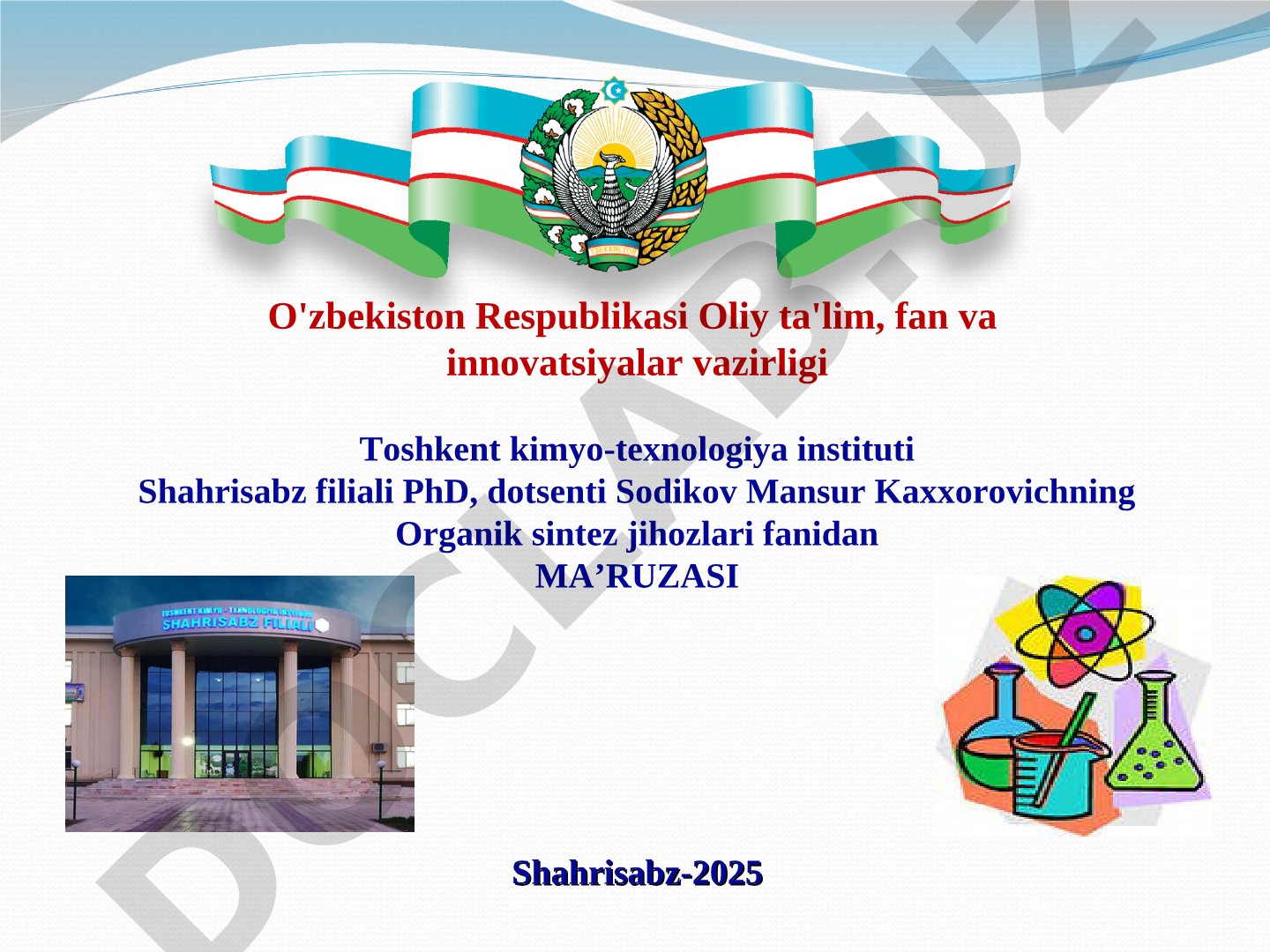 Organik sintez jihozlari faniga kirish