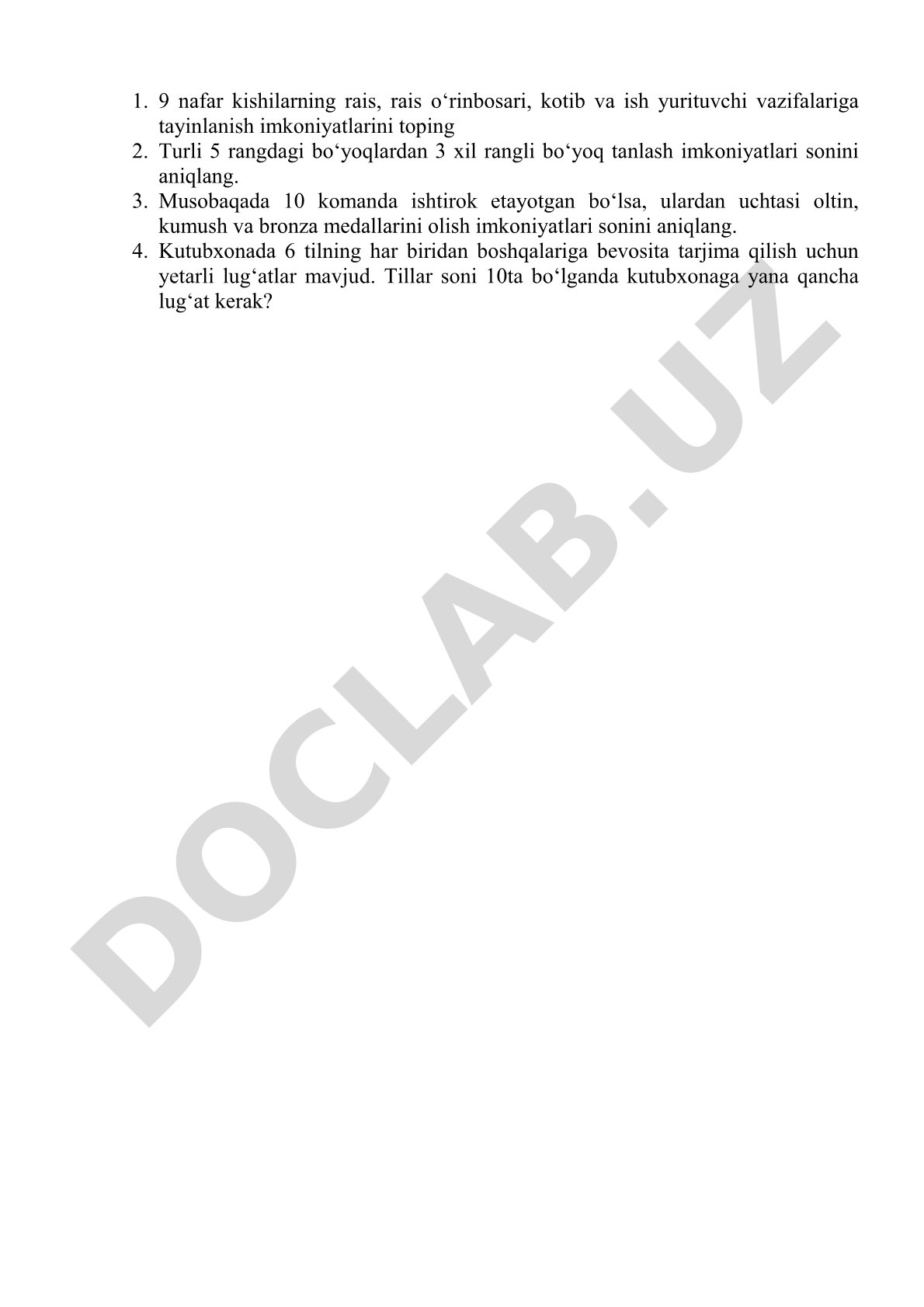 Kombinatorika masalalari