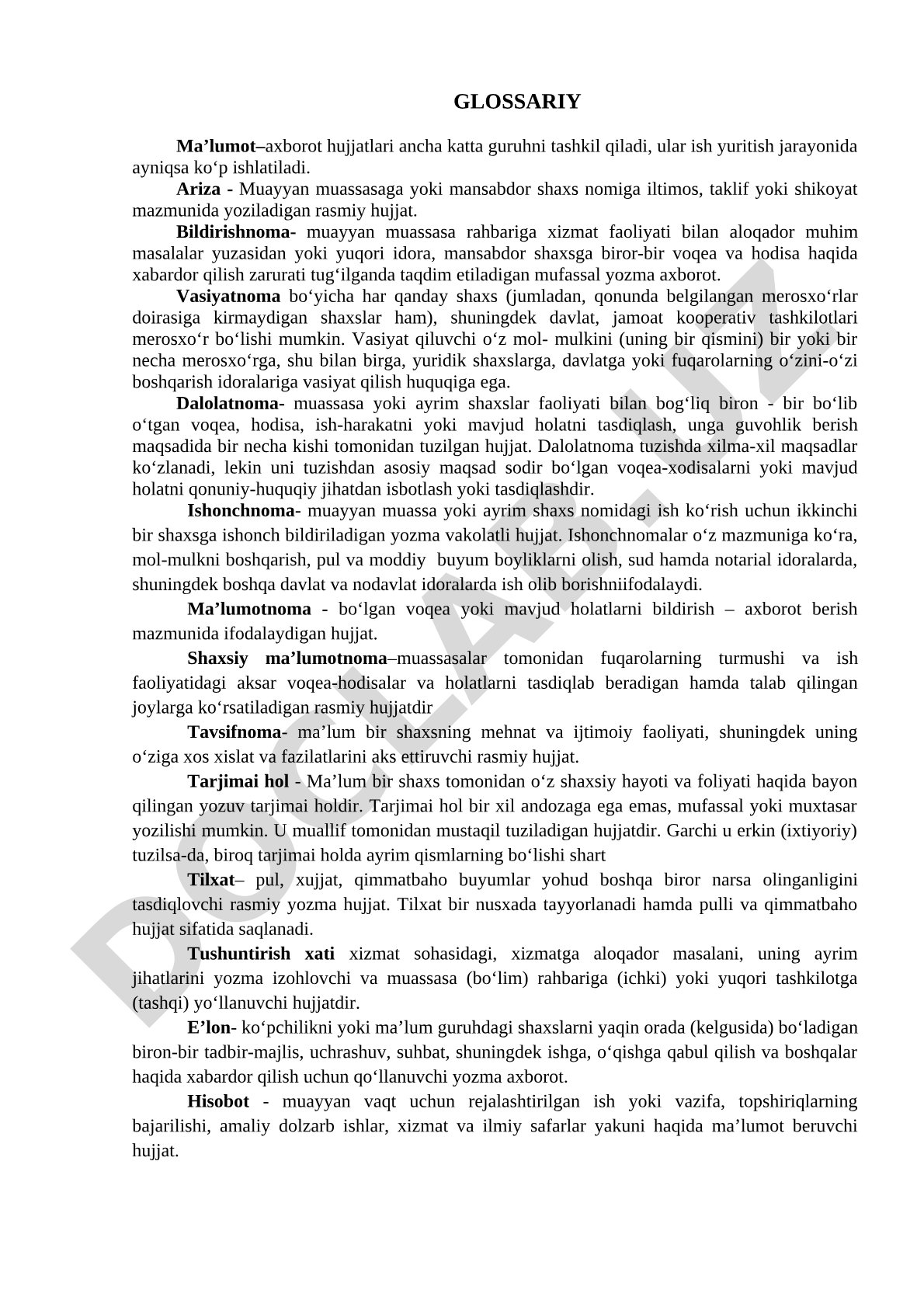 Ma'lumot-axborot atamalari glossariysi